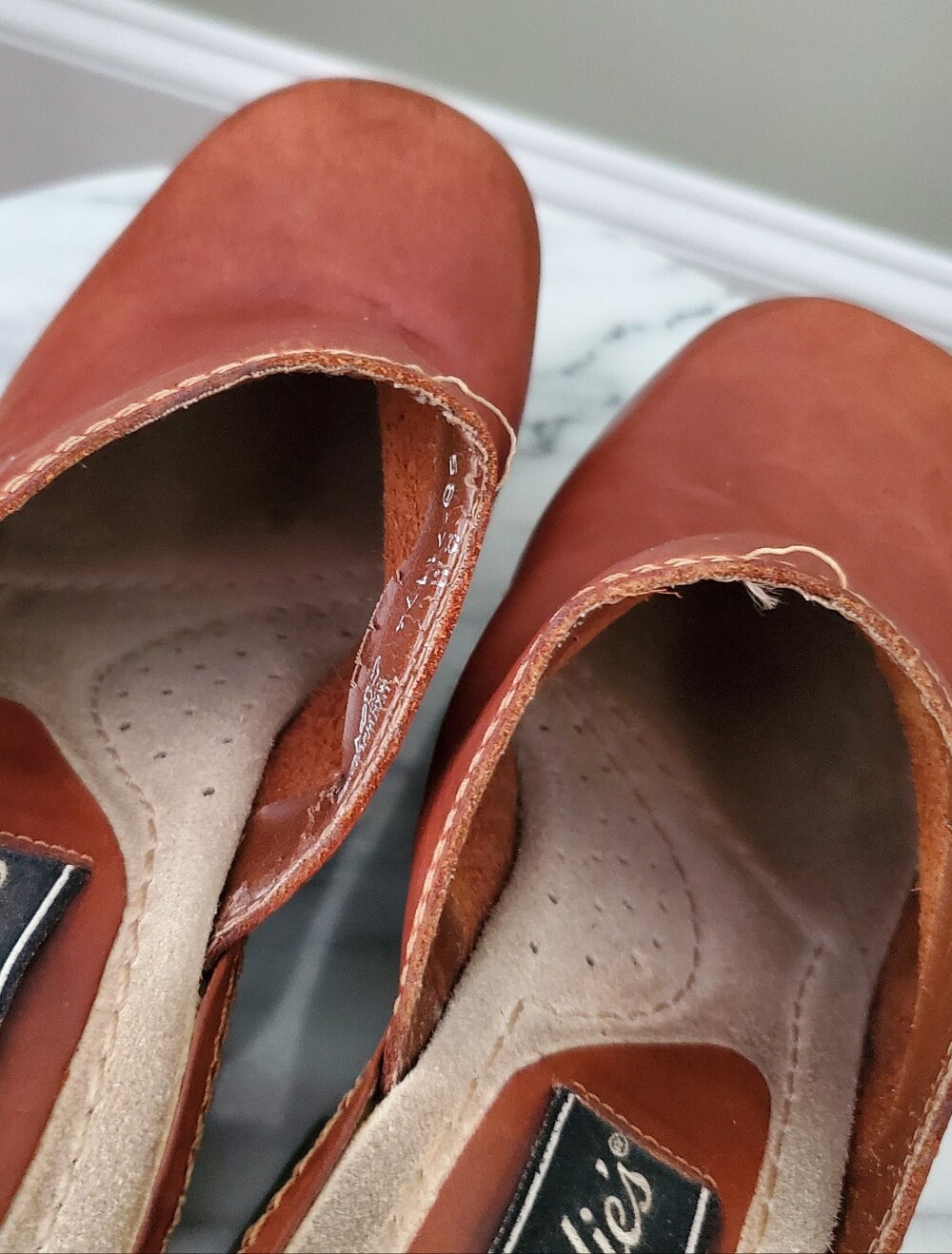 Vintage Candie's Iconic Wooden Platform Leather Mule Clogs - Picture 10 of 13